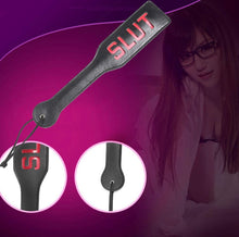 Load image into Gallery viewer, Bondage Slut Paddle, Black BDSM Sex Toy leather