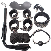 Load image into Gallery viewer, Black Leather 10 piece Bondage set, BSM Sex Toy, High Quality