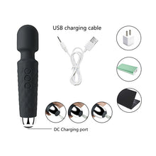 Load image into Gallery viewer, Powerful Massage Wand, 8 Speeds 20 Therapeutic patterns, Waterproof,Rechargeable Black