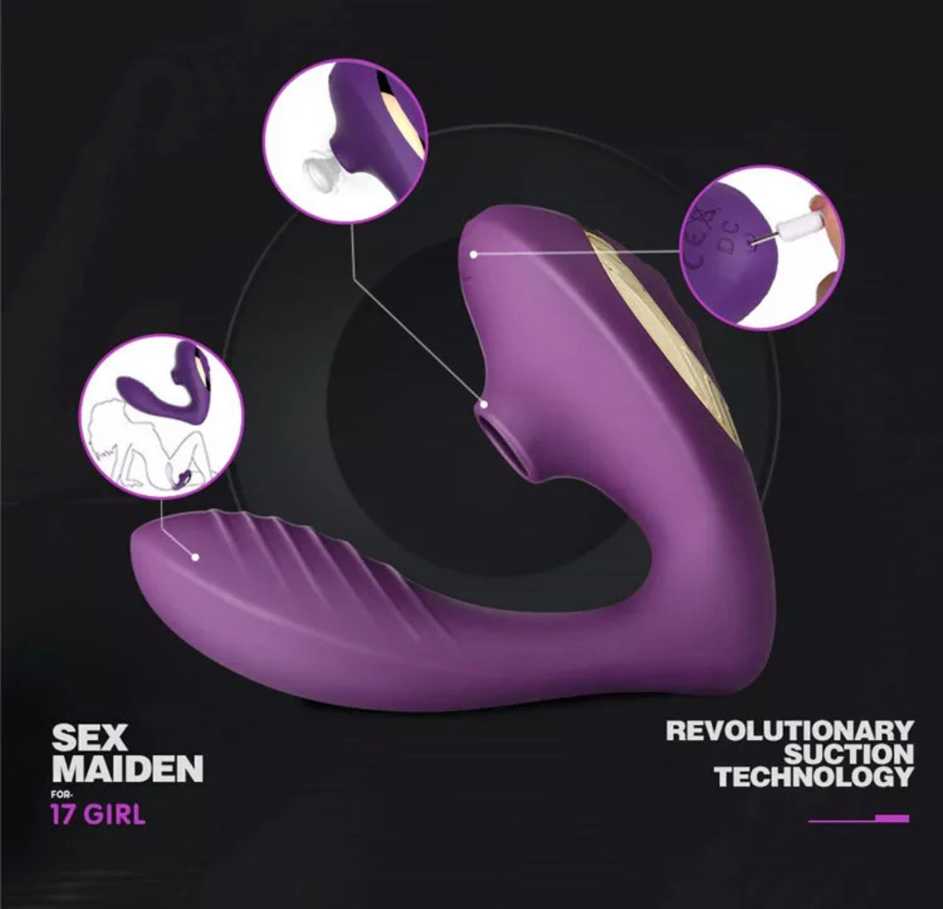 Clitoris sucking G-Spot vibrator, Remote Control, waterproof, 10 sucking modes, 10 vibration modes, USB Rechargeable. Purple