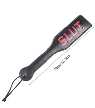 Load image into Gallery viewer, Bondage Slut Paddle, Black BDSM Sex Toy leather
